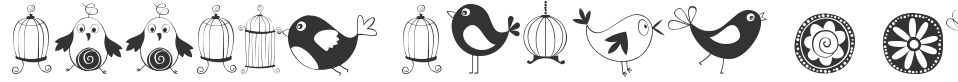 DOODLE DINGS 1 Birds Cages font preview