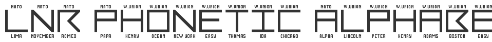 LNR Phonetic Alphabet font preview