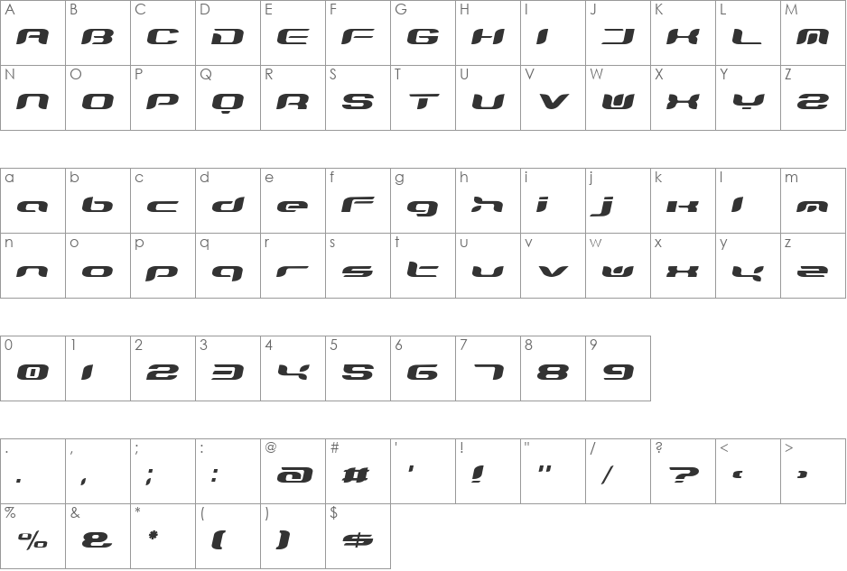 TeknikohlRemix01 font character map preview