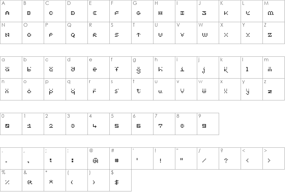 teknokratikon font character map preview