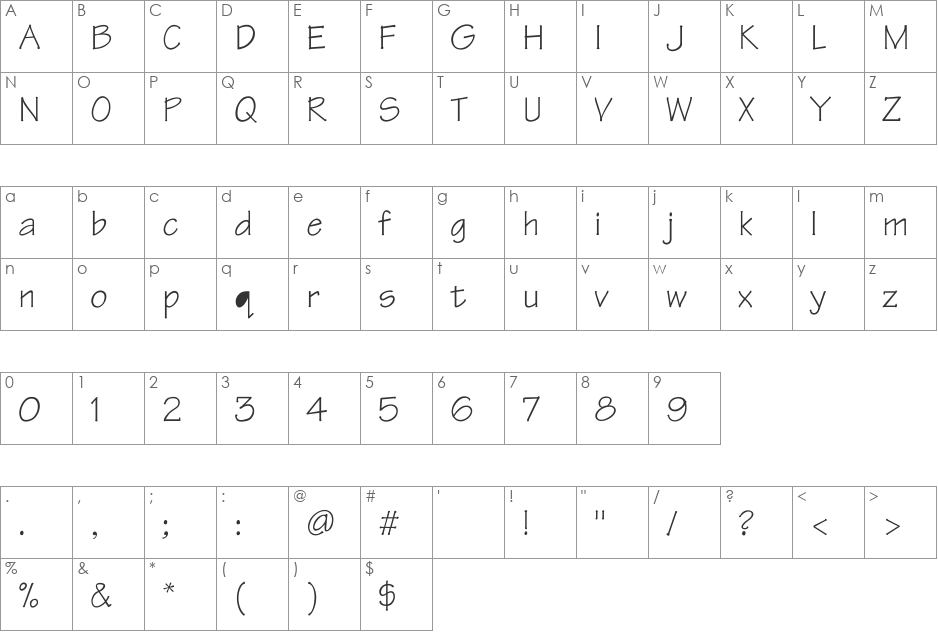 Tekton font character map preview