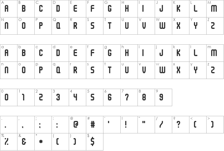 TekutekuAL font character map preview