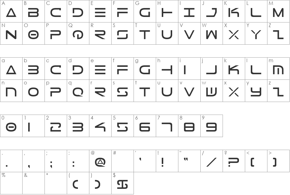 Tele-Marines font character map preview