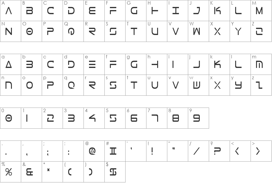Tele-Marines Condensed font character map preview