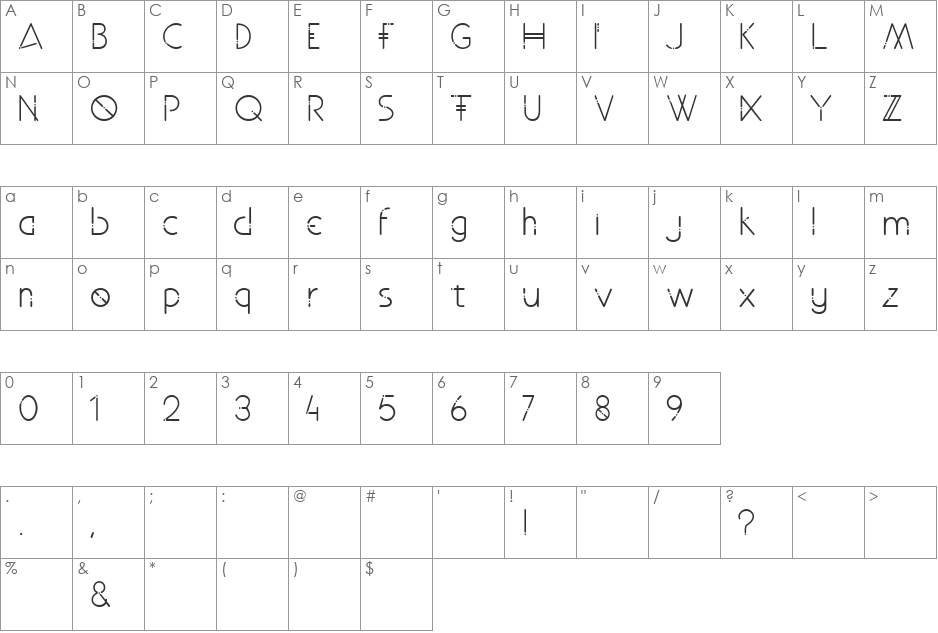 Telekinesis font character map preview