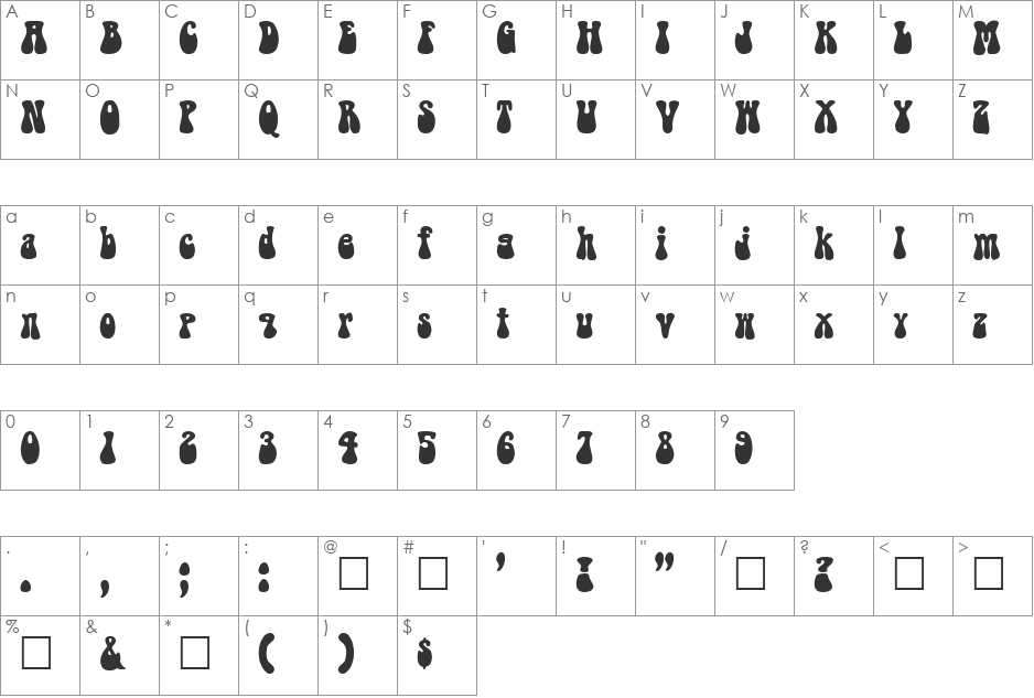 BellBottom.Laser font character map preview