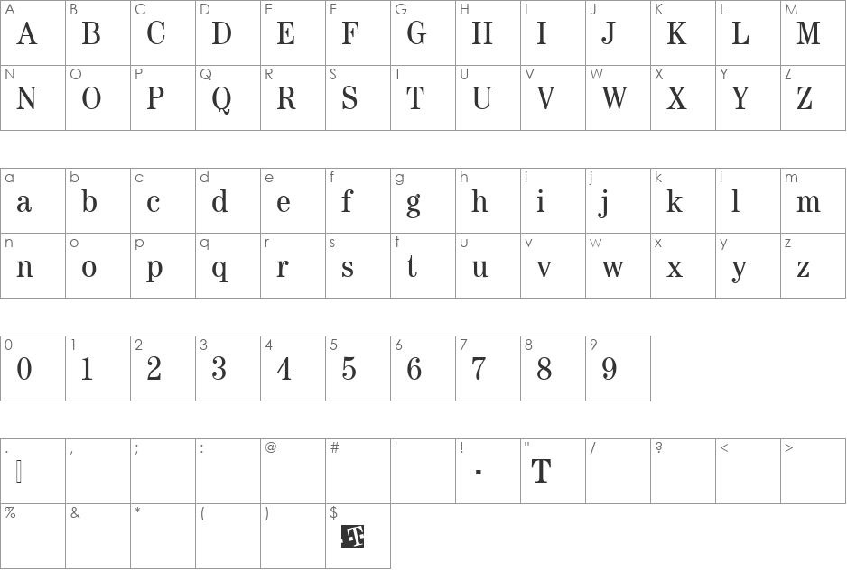 TeleLogo font character map preview
