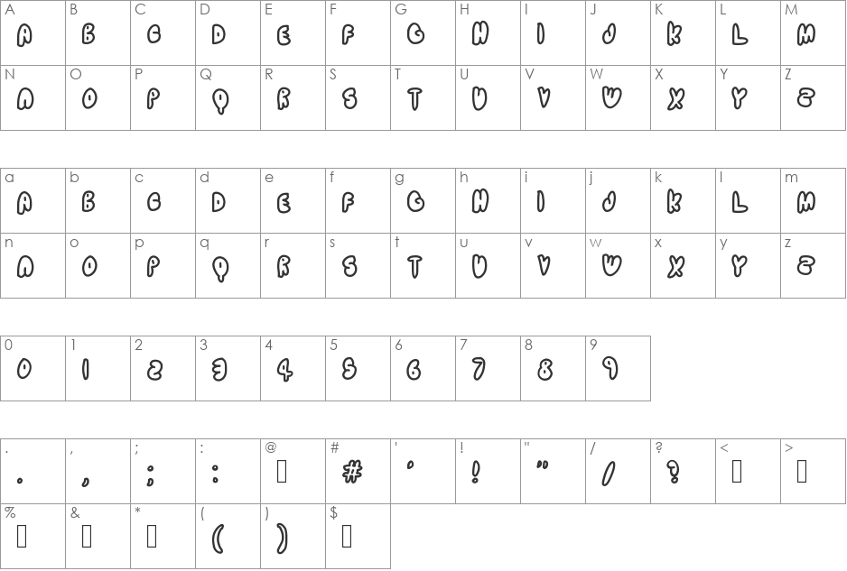 TELESCOPE font character map preview