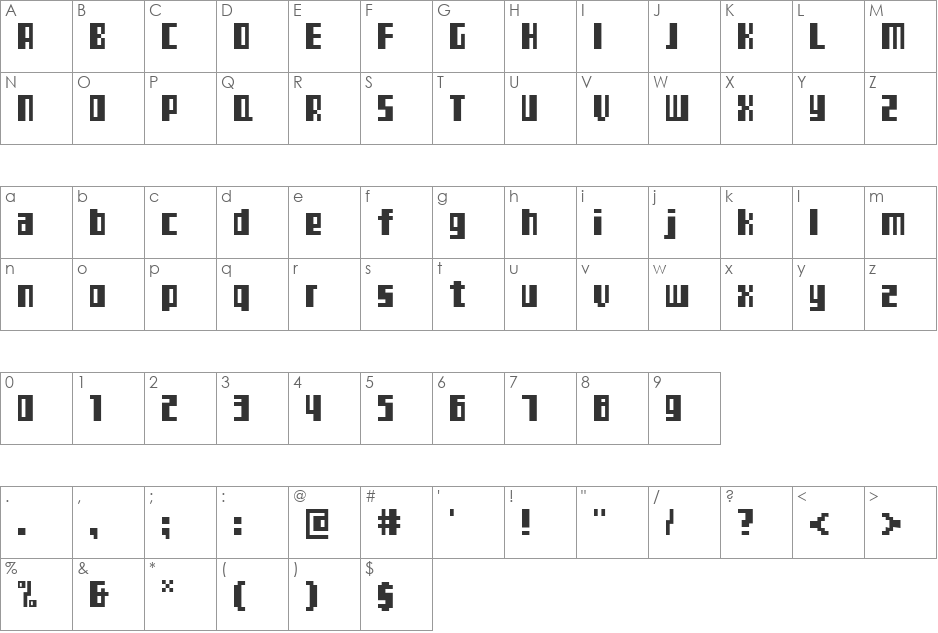 TeleTekst font character map preview