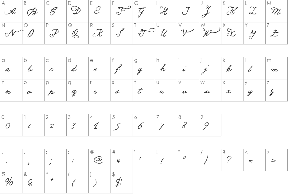 Tell us, Pangaia font character map preview
