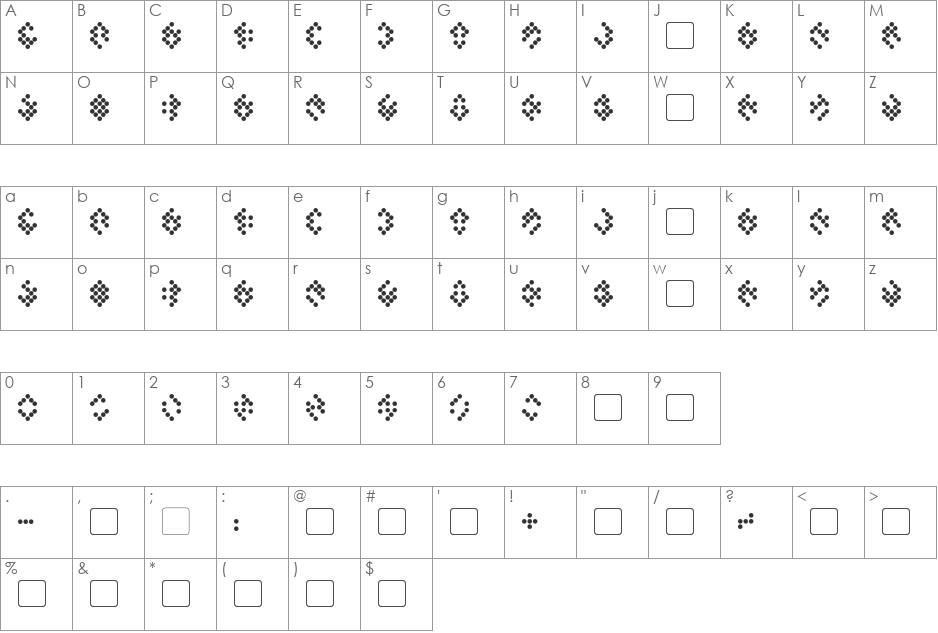 Tellarite font character map preview