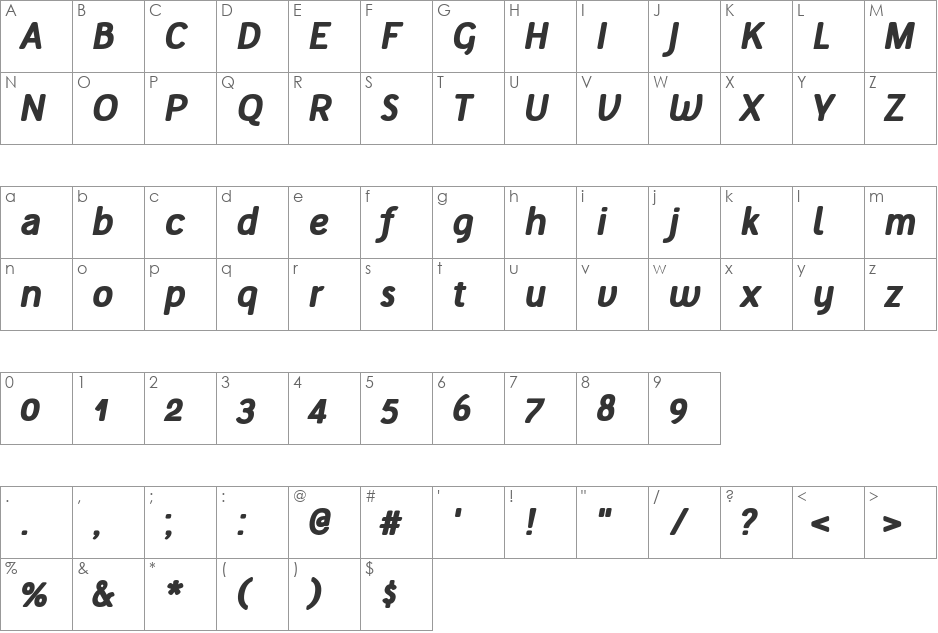 Tellural Alt Bold Italic font character map preview