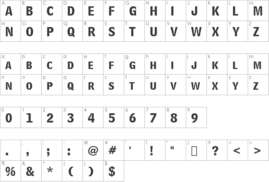 BellCent BdList BT font character map preview