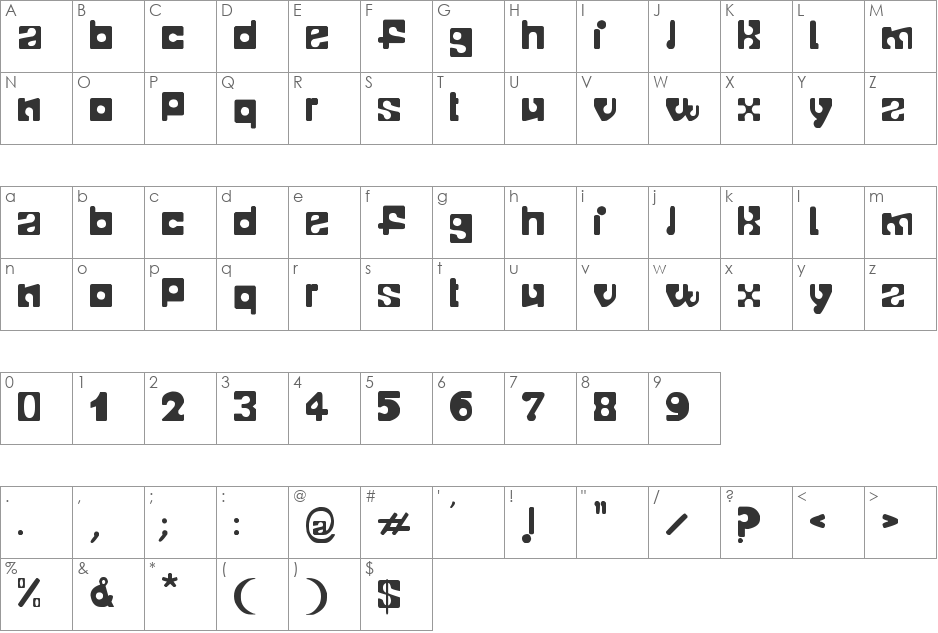 TELOPONE font character map preview