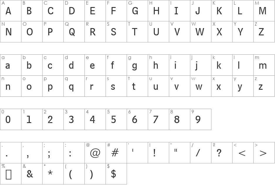 BellCent SubCap BT font character map preview