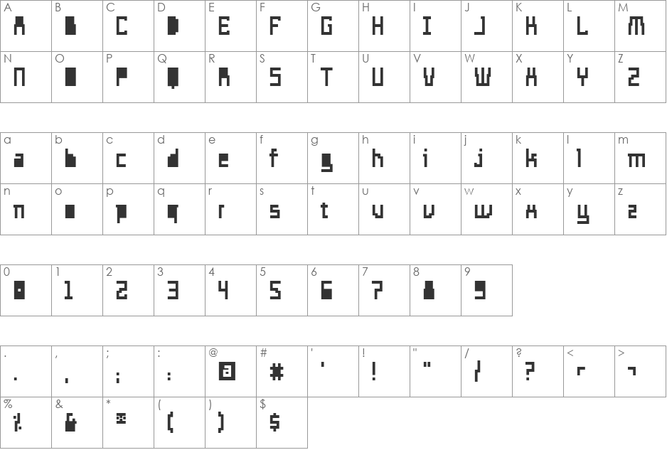 Templo Extranjero font character map preview