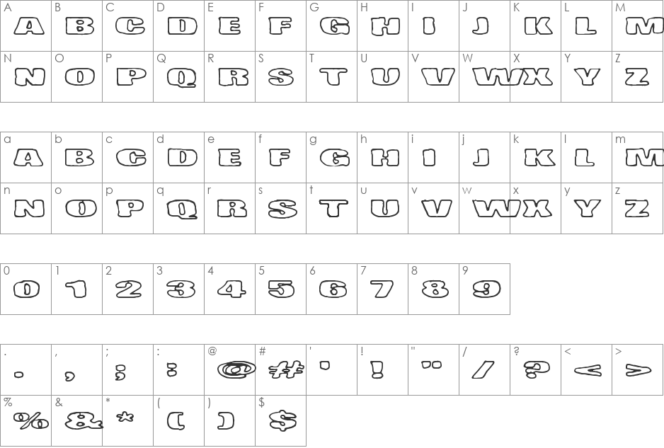 Tempo Minimo Bass font character map preview