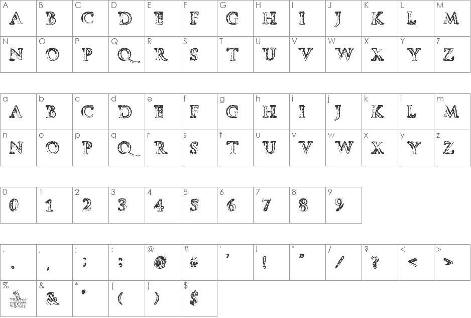 Tempus Fugit font character map preview