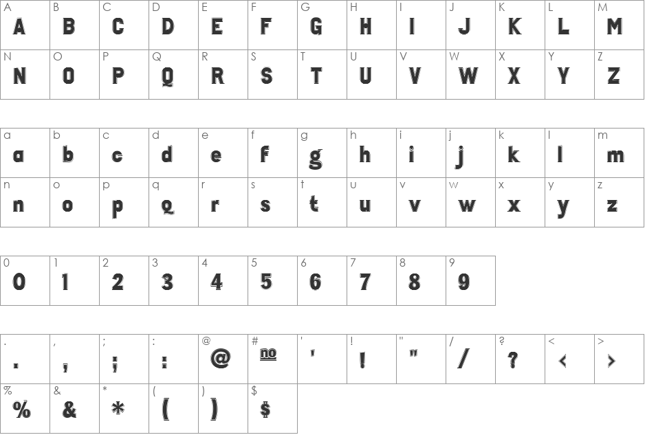 Tenko font character map preview