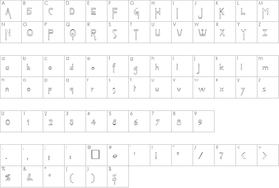 TentakelOpen font character map preview