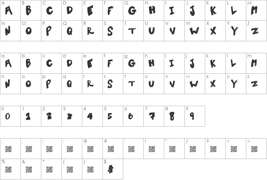 TentSale font character map preview