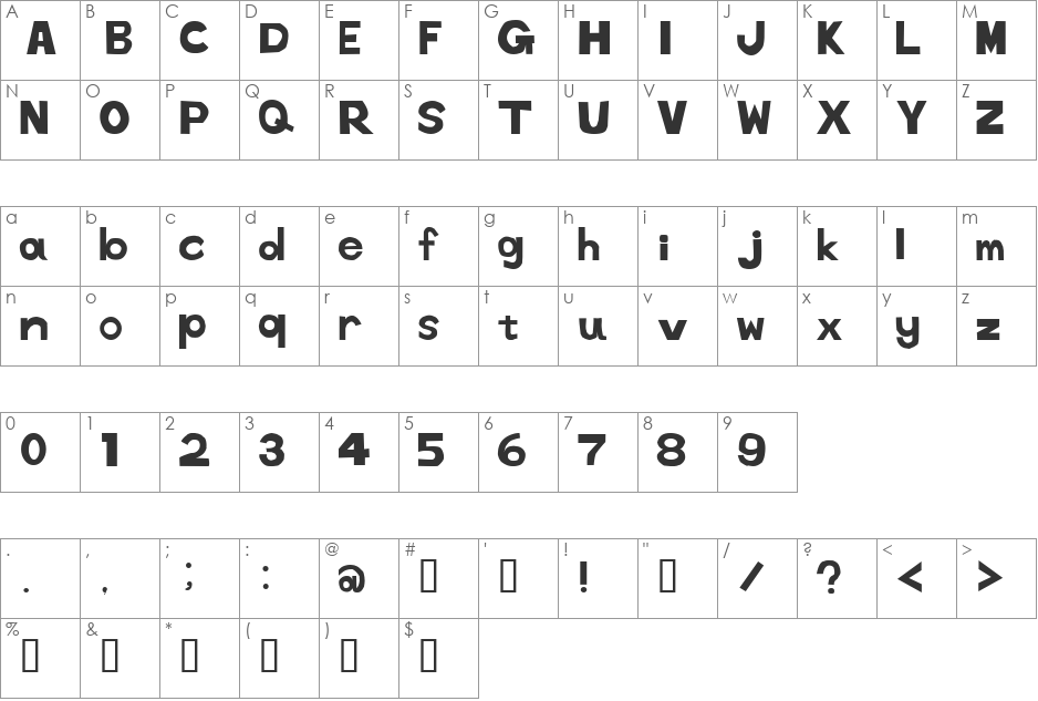 tenuki gothic font character map preview