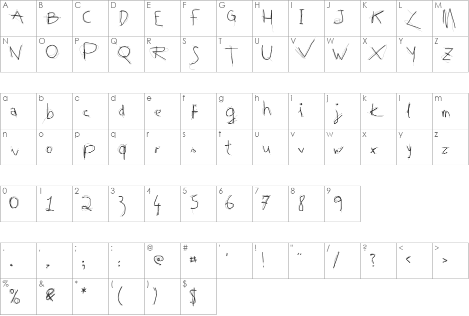 Tequila font character map preview