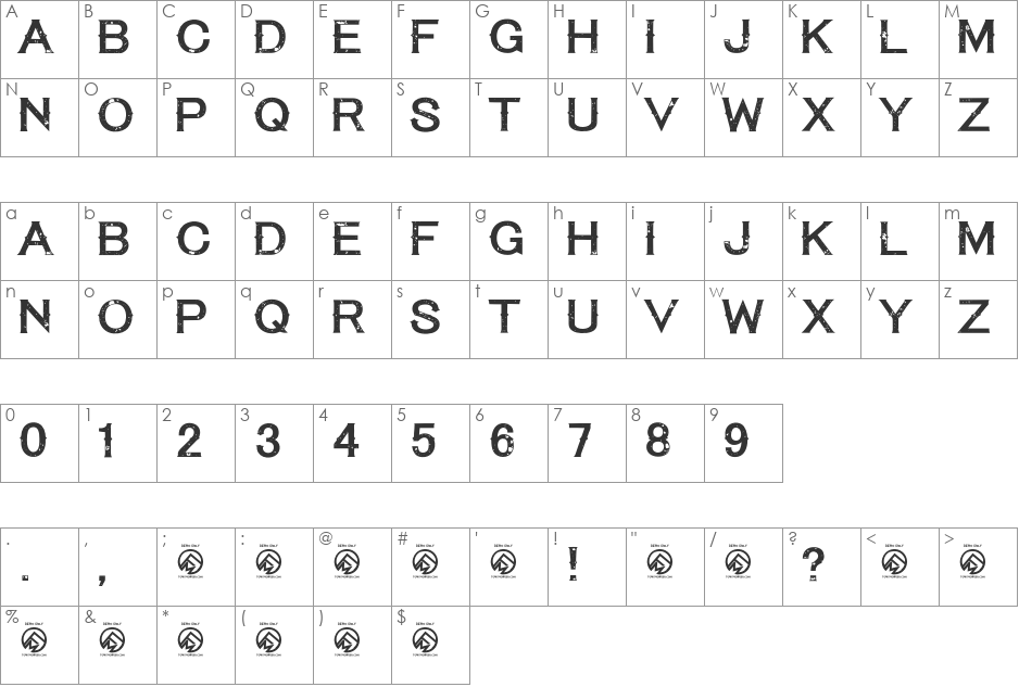 Tequila Sunset font character map preview