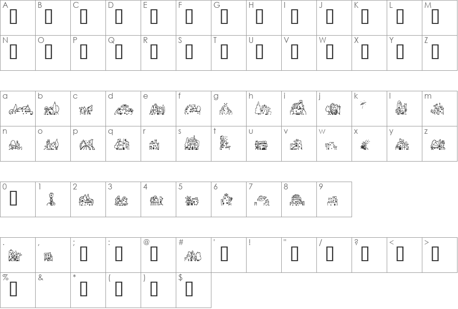 TequilaHill font character map preview
