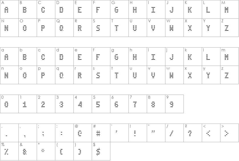 Terminal Scanlines font character map preview