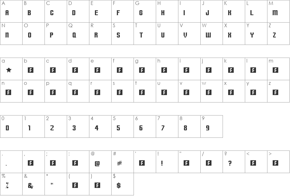 terminally chisseled font character map preview