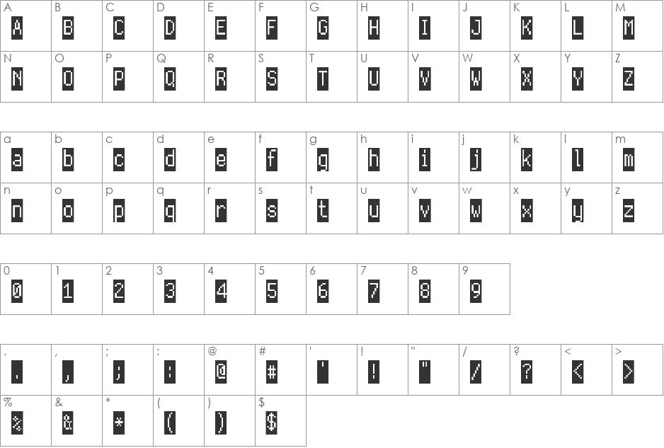 Terminalscope Inverse font character map preview