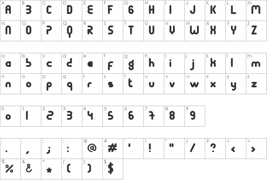 Terondaremorena font character map preview