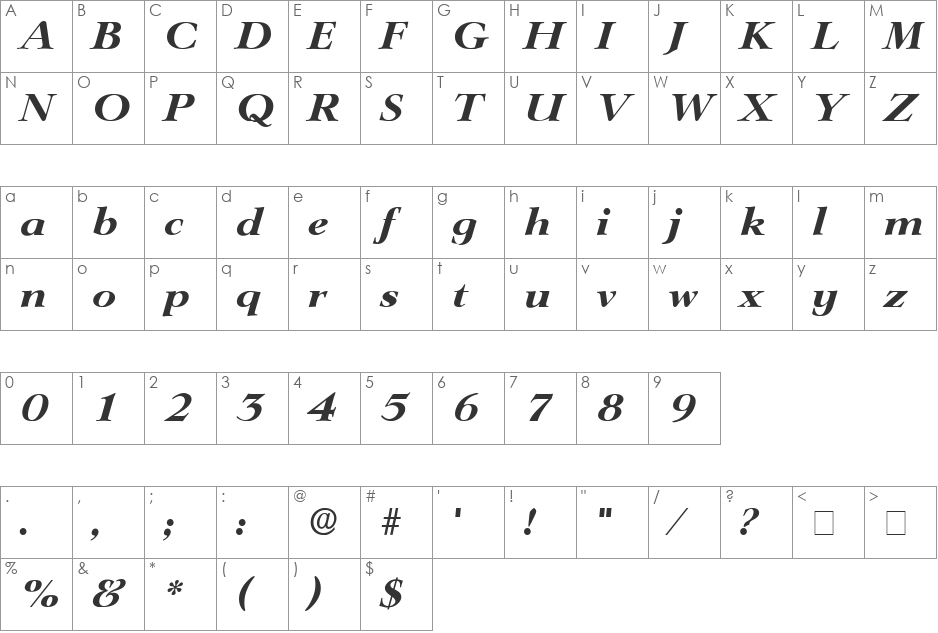 Terono Display SSi font character map preview