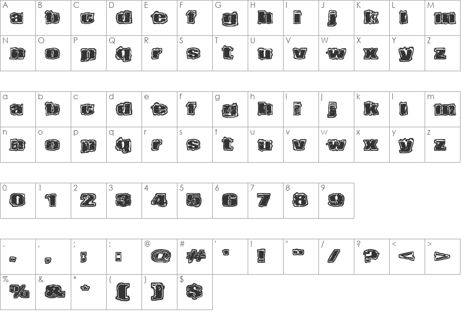 Terra font character map preview