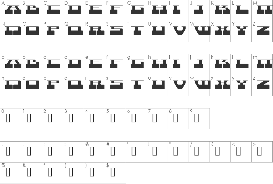 Terra  X  font character map preview