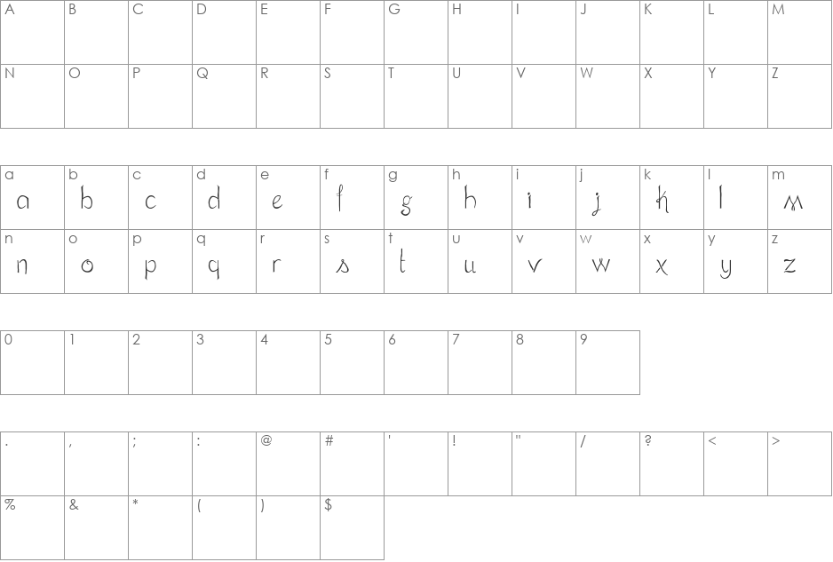 Terra Firma font character map preview