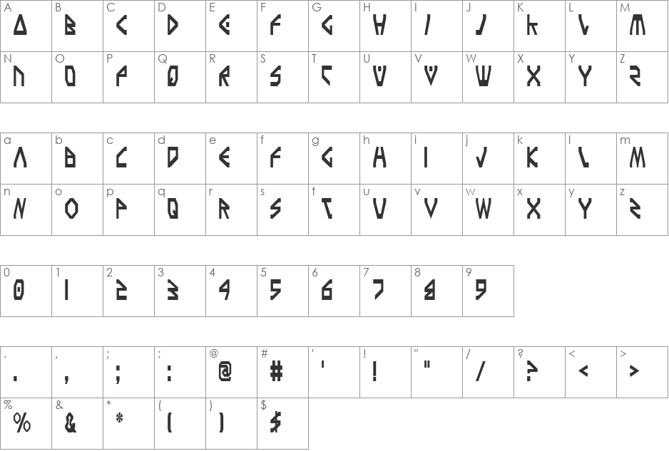 Terra Firma Condensed font character map preview