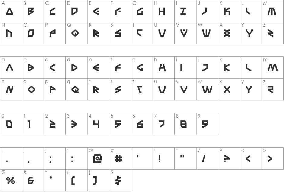 Terra Firma Super-Italic font character map preview