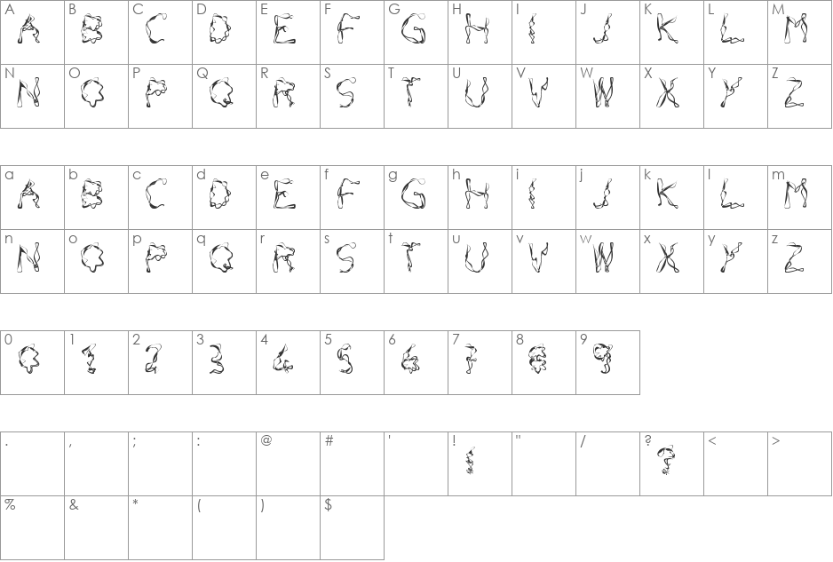 TERRIFIC font character map preview