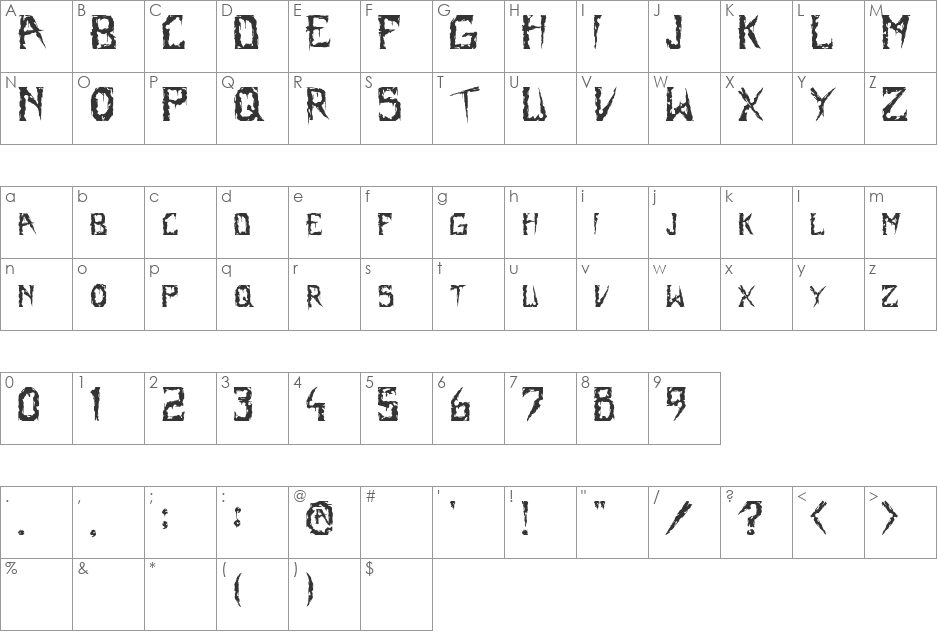 Terror Pro font character map preview