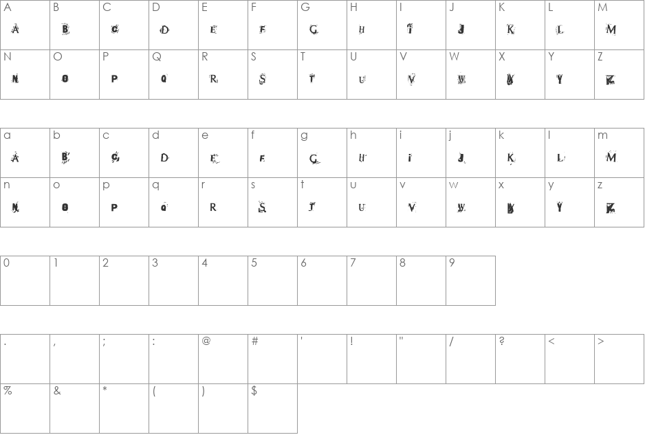 Terror2005 font character map preview