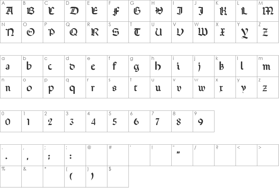 TERROTUNDA font character map preview