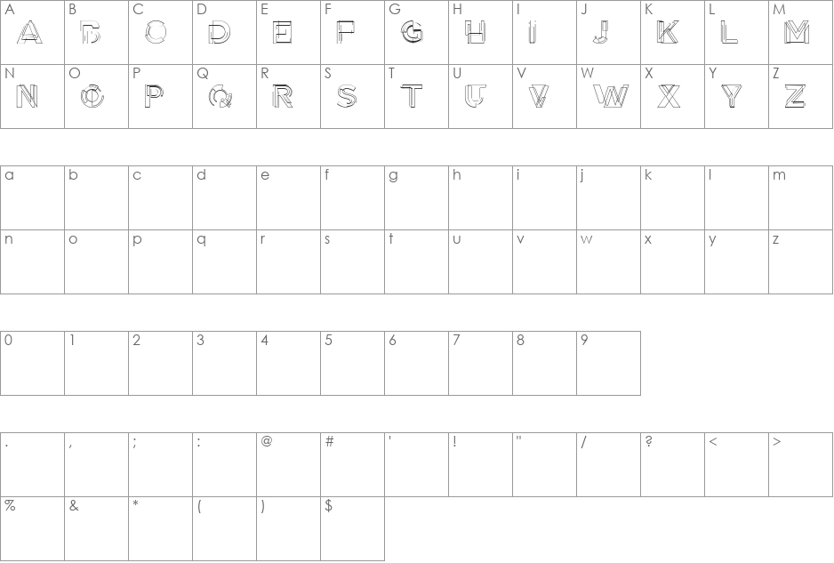 TESLA font character map preview