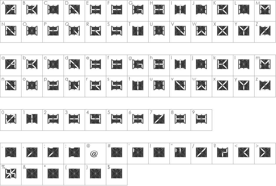 TESLA_05 font character map preview