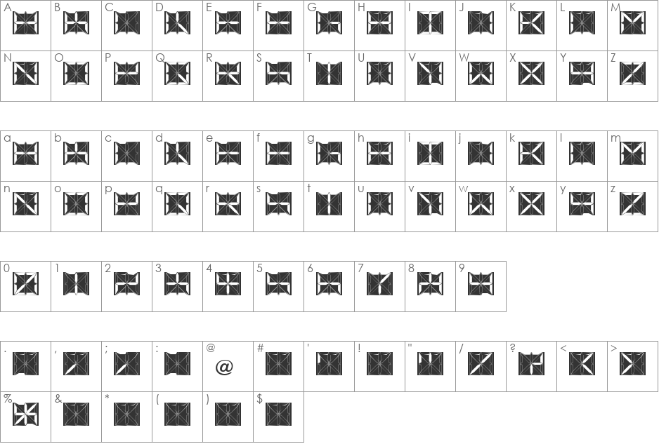 TESLA_06 font character map preview