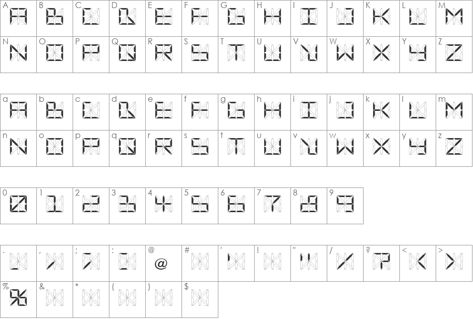 TESLA_09 font character map preview