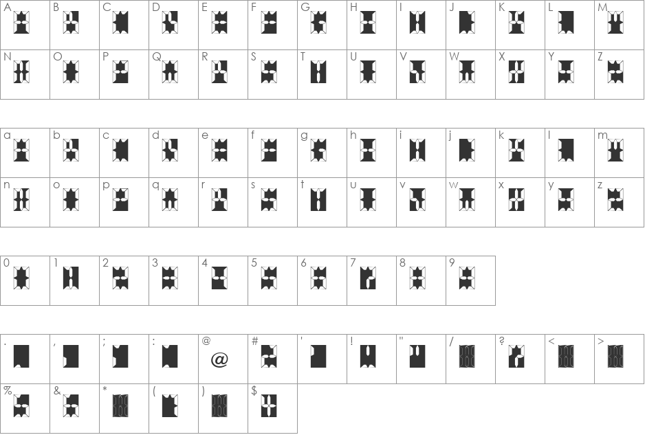 TESLA_17 font character map preview