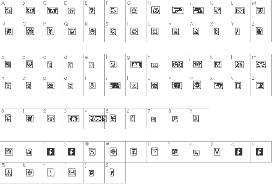 TESTAMENT B / Formaldhyde 1  font character map preview