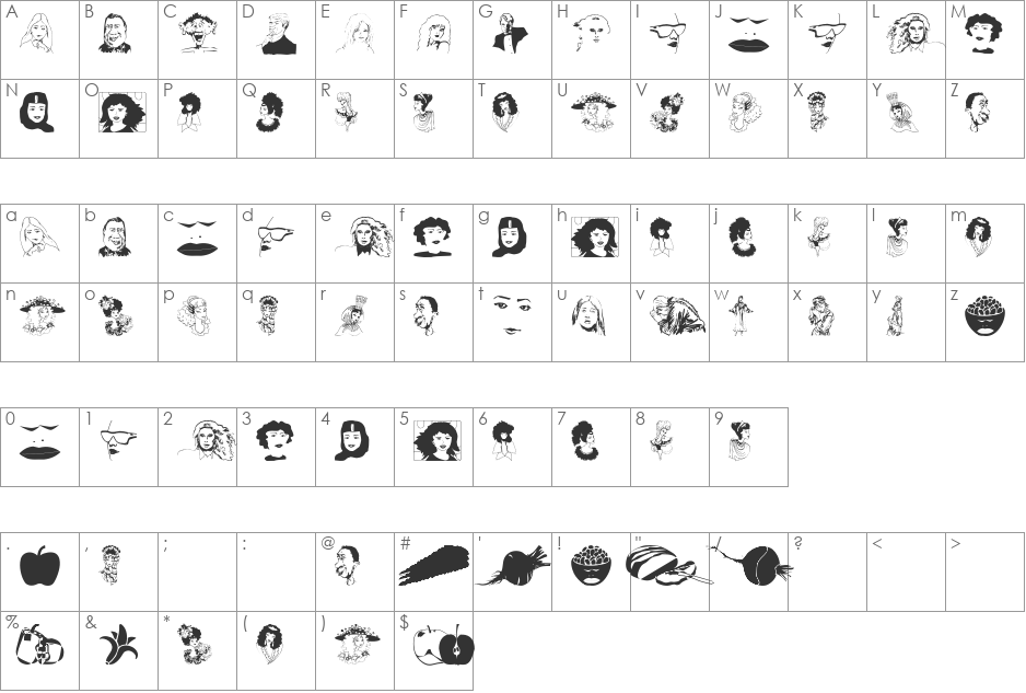 TestroomTwo font character map preview